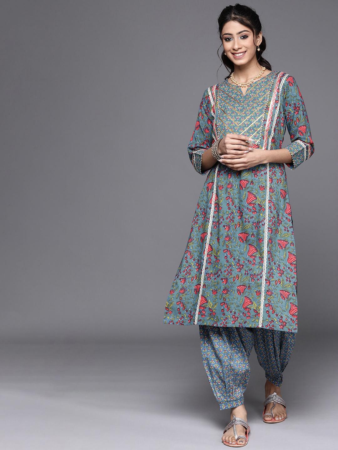 Blue Yoke Design Cotton Kurta