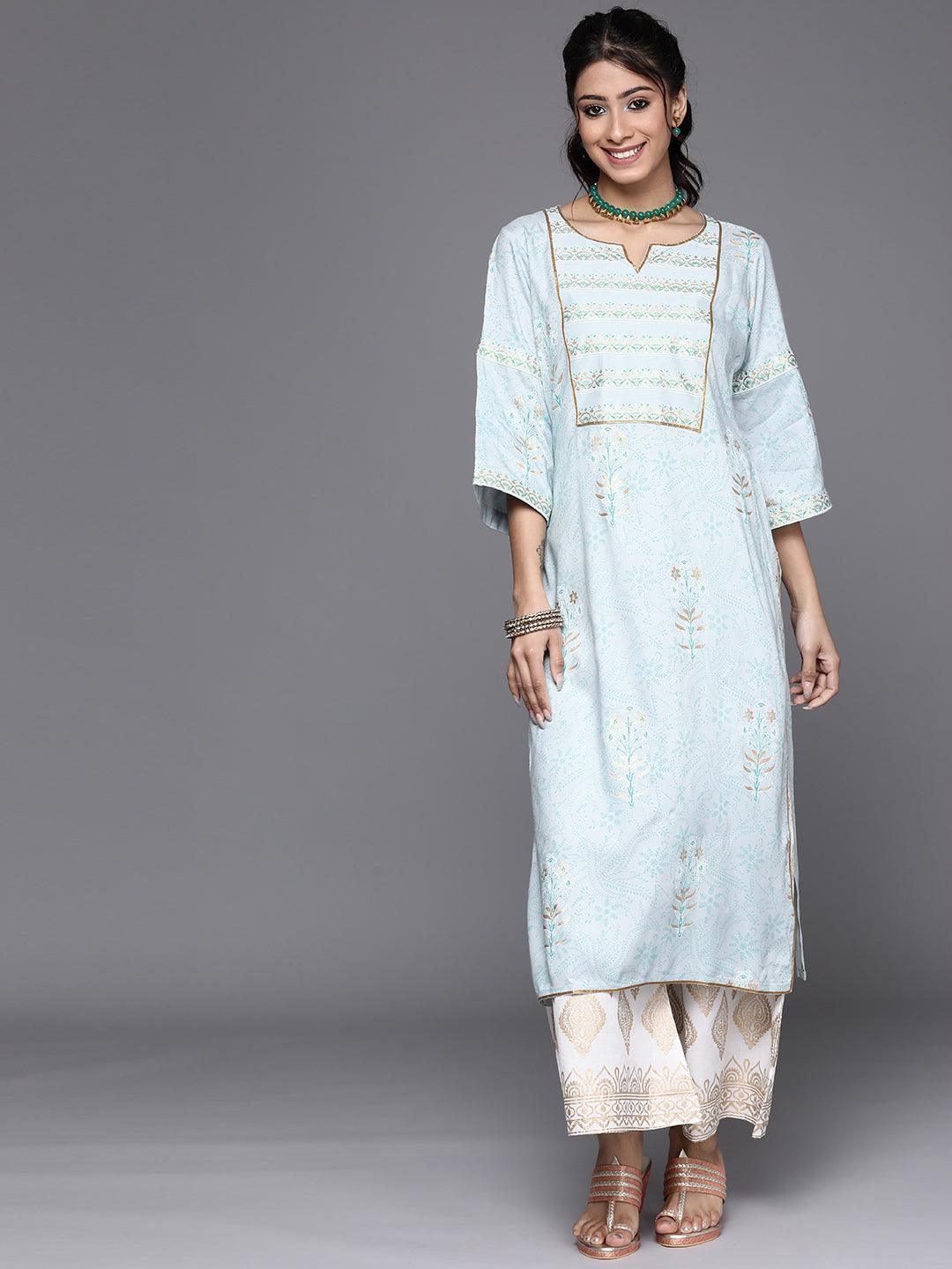 Blue Yoke Design Cotton Kurta