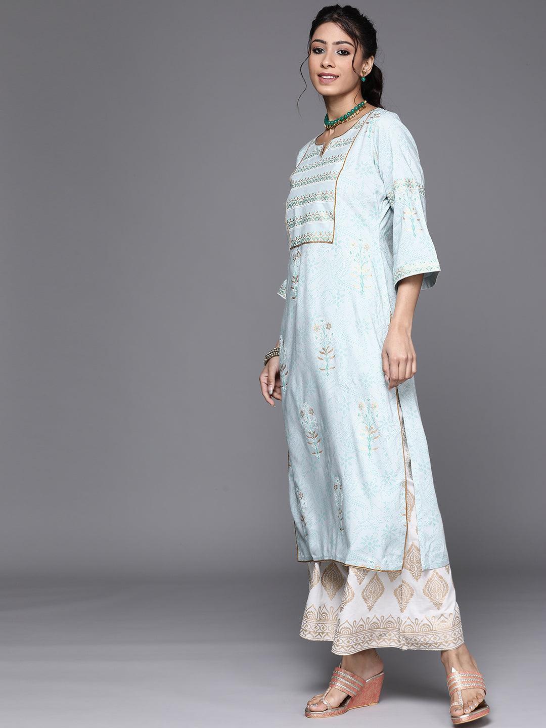 Blue Yoke Design Cotton Kurta