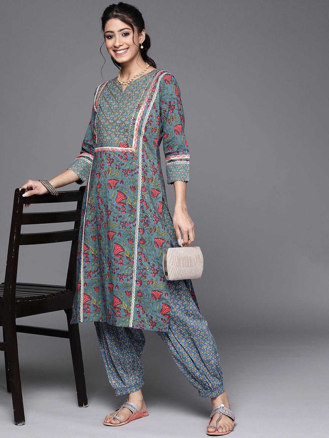 Blue Yoke Design Cotton Kurta