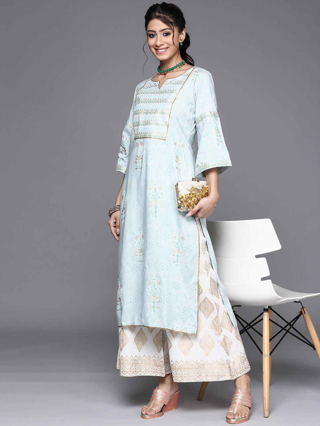 Blue Yoke Design Cotton Kurta