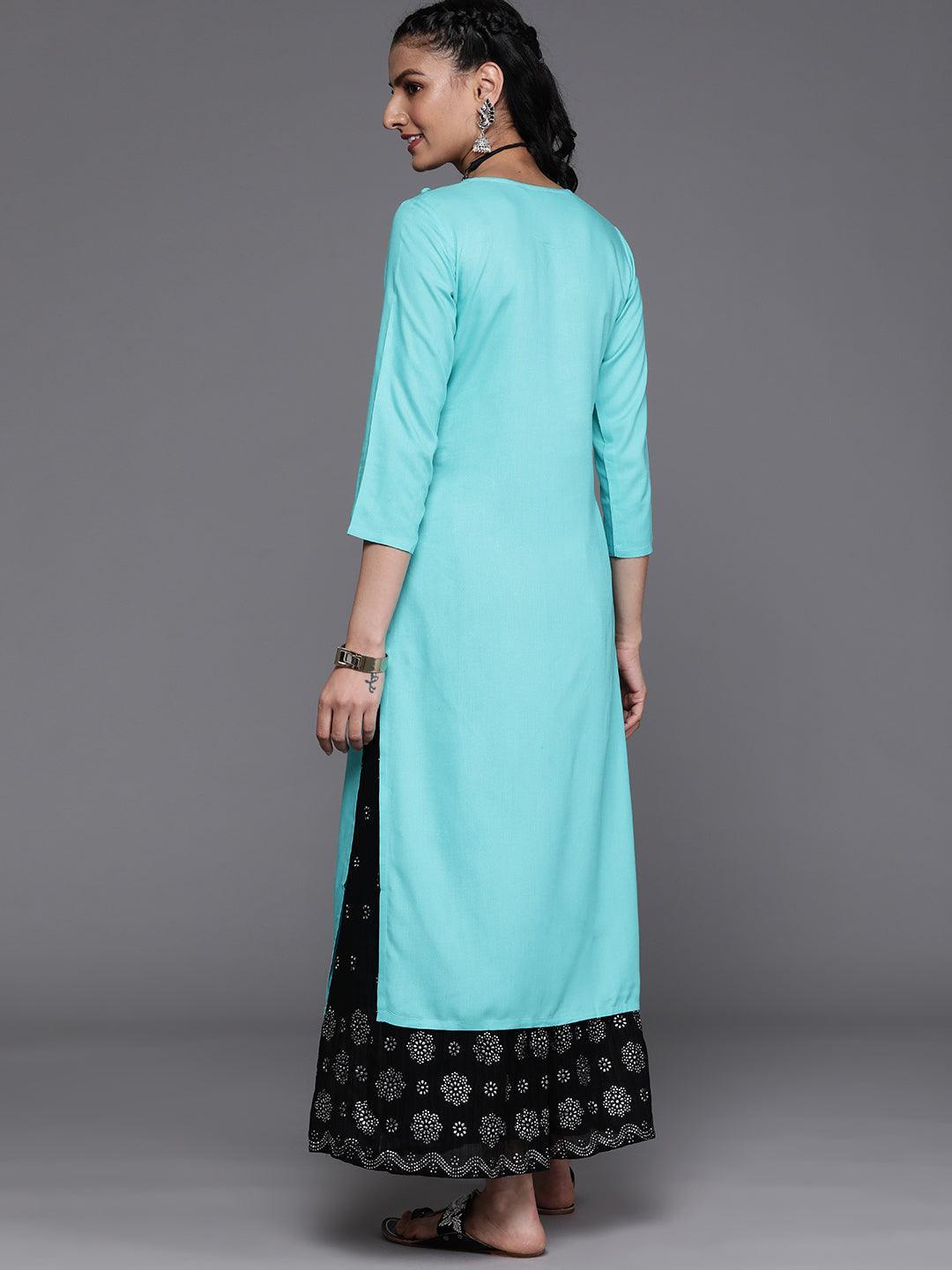 Blue Yoke Design Rayon Kurta