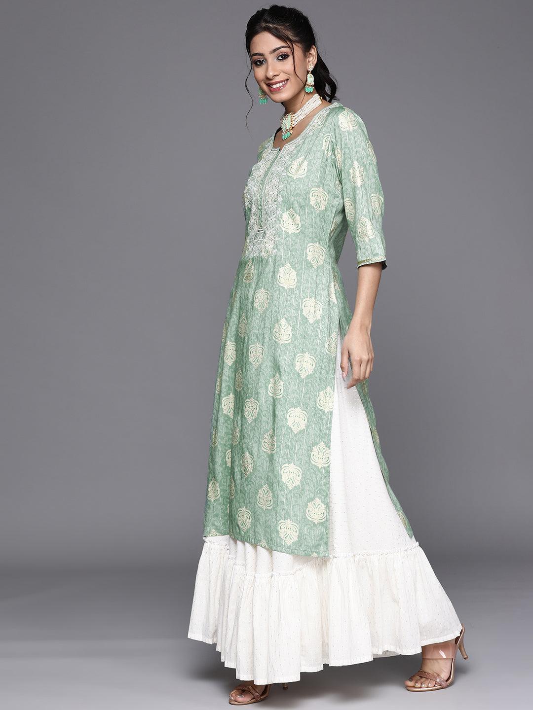 Blue Yoke Design Rayon Kurta - Libas