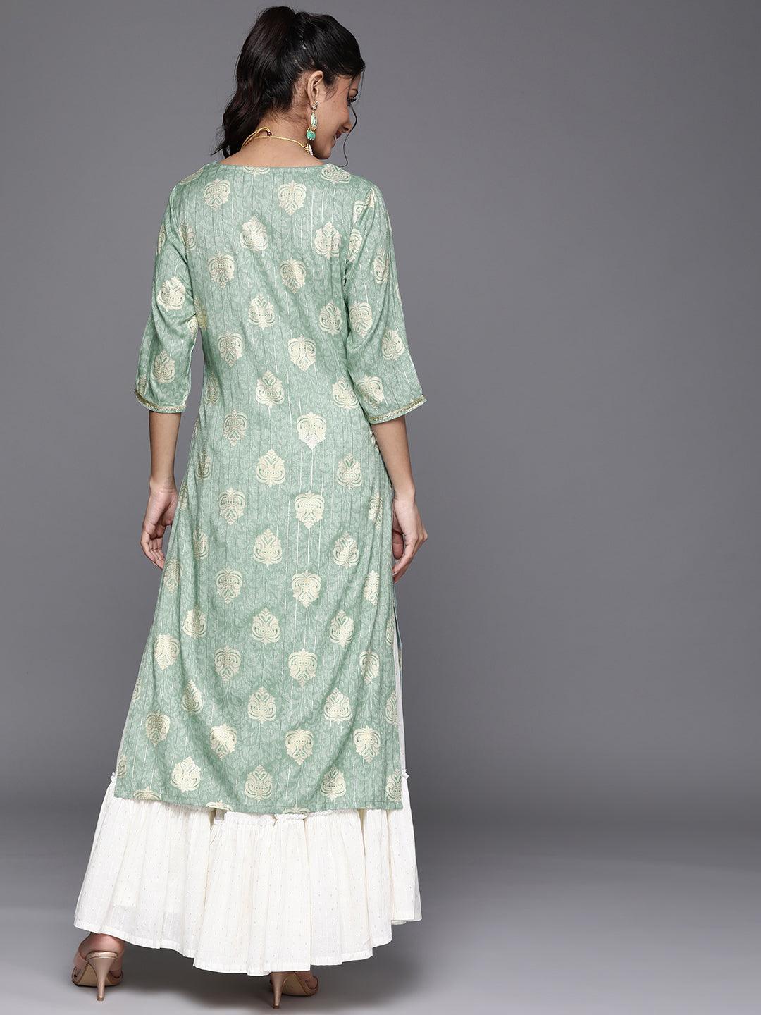 Blue Yoke Design Rayon Kurta - Libas