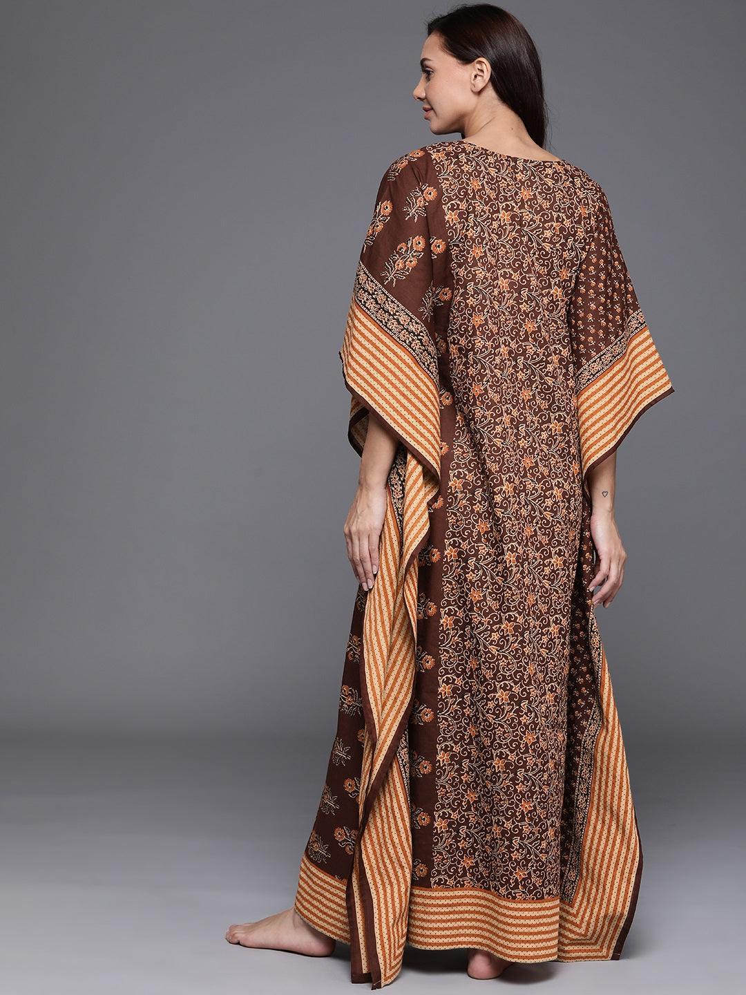 Brown Printed Cotton Nightdress