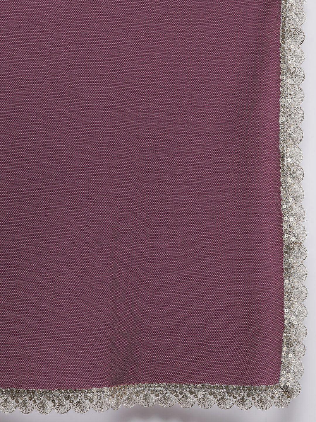 Burgundy Yoke Design Georgette Anarkali Kurta With Churidar & Dupatta