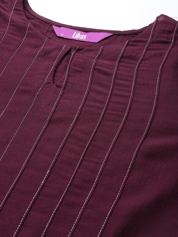 Purple Solid Chanderi Silk Kurta - ShopLibas