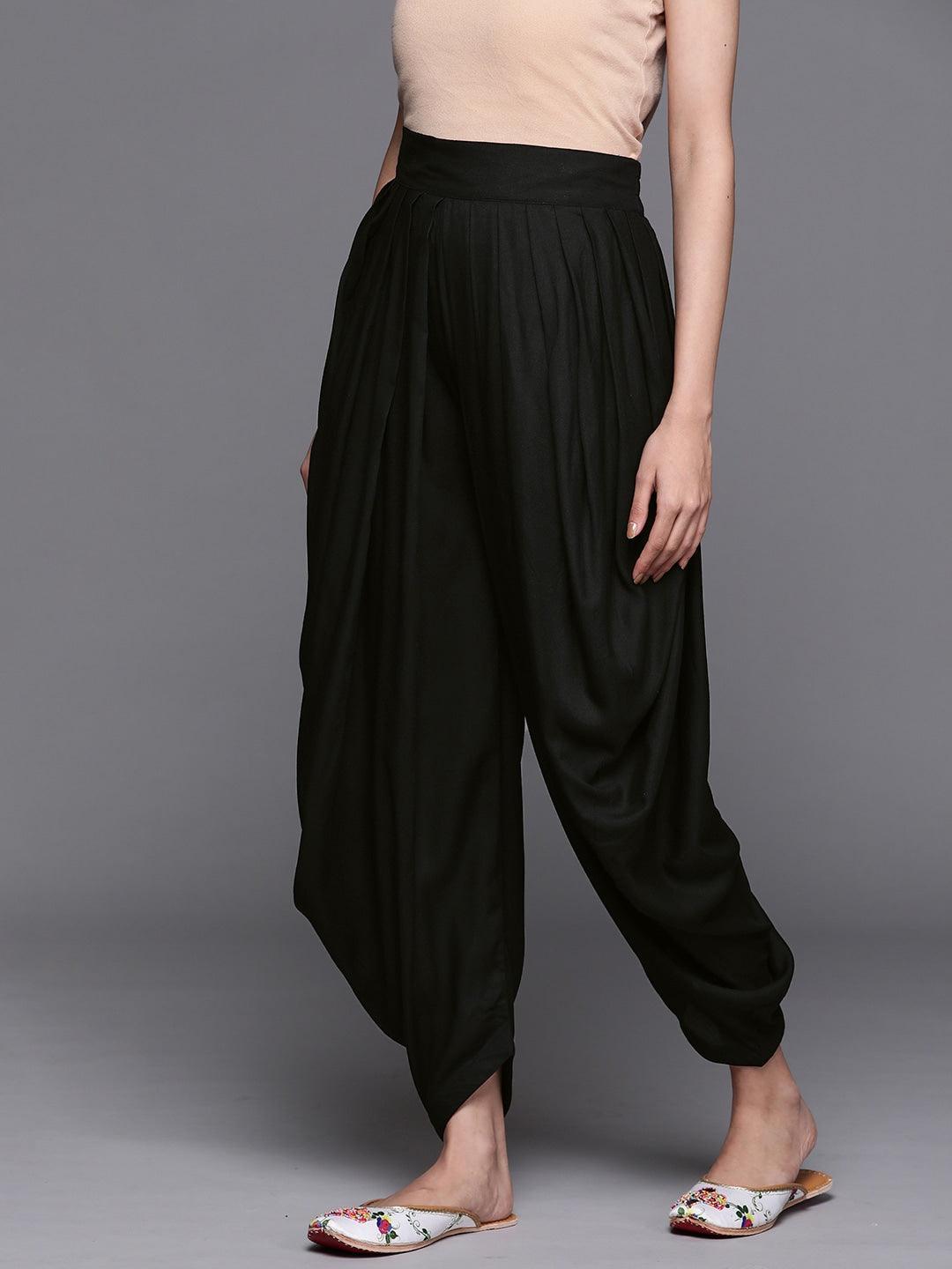 Black Solid Rayon Salwar Pants