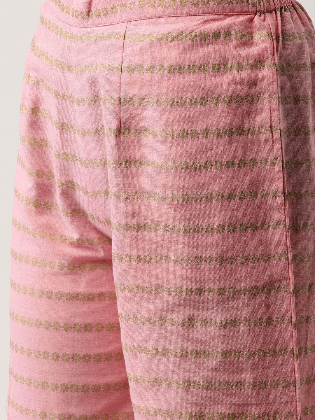 Pink Printed Cotton Kurta Set