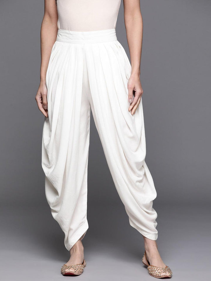 White Solid Rayon Salwar Pants - ShopLibas