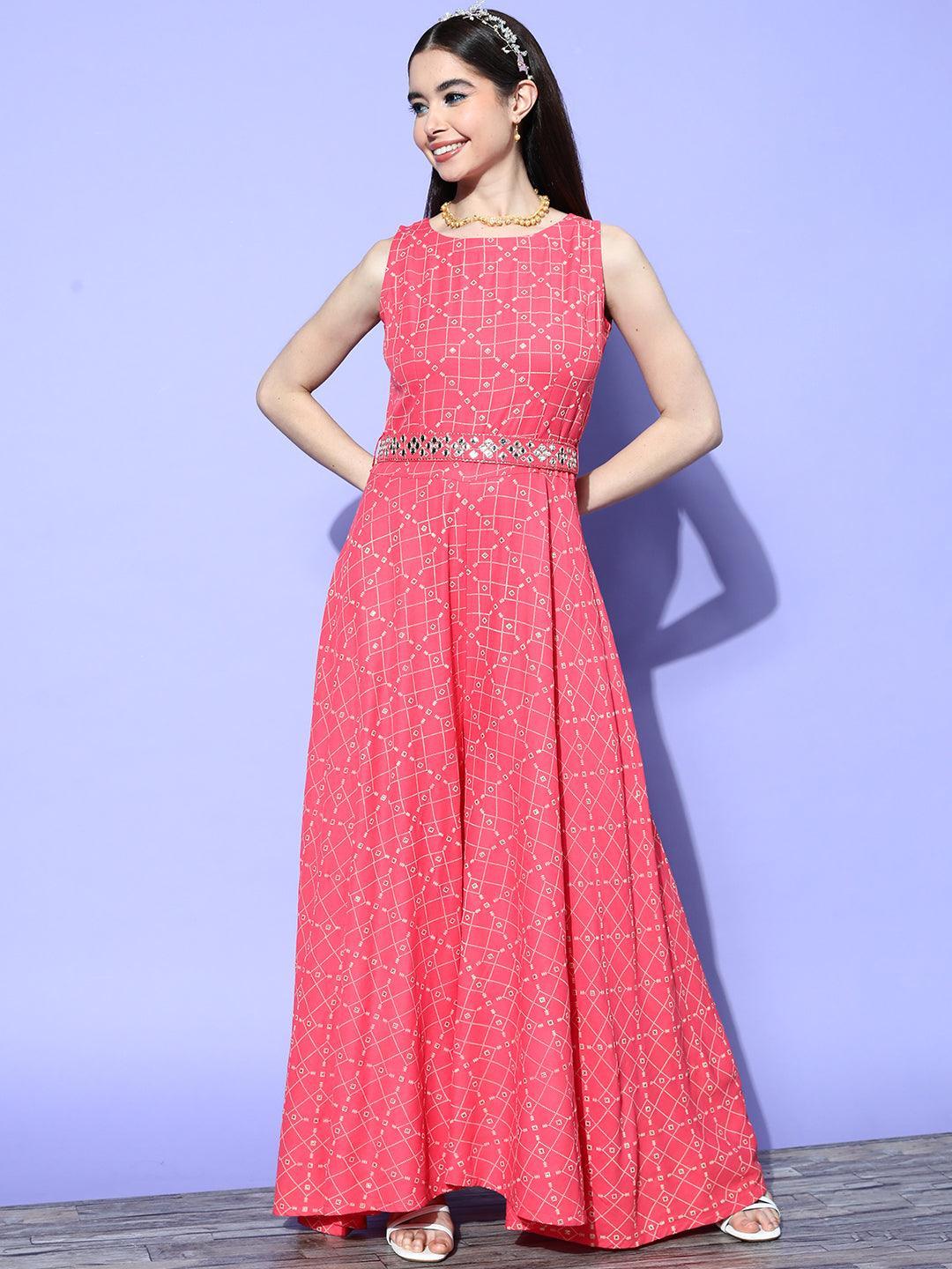 Coral Printed Cotton Jumpsuit