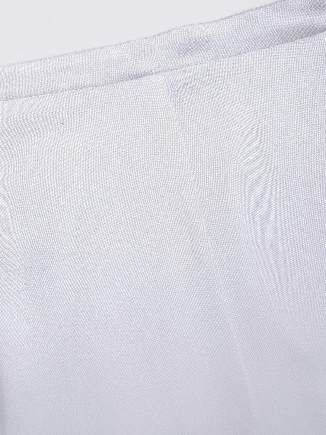 White Solid Rayon Trousers - ShopLibas