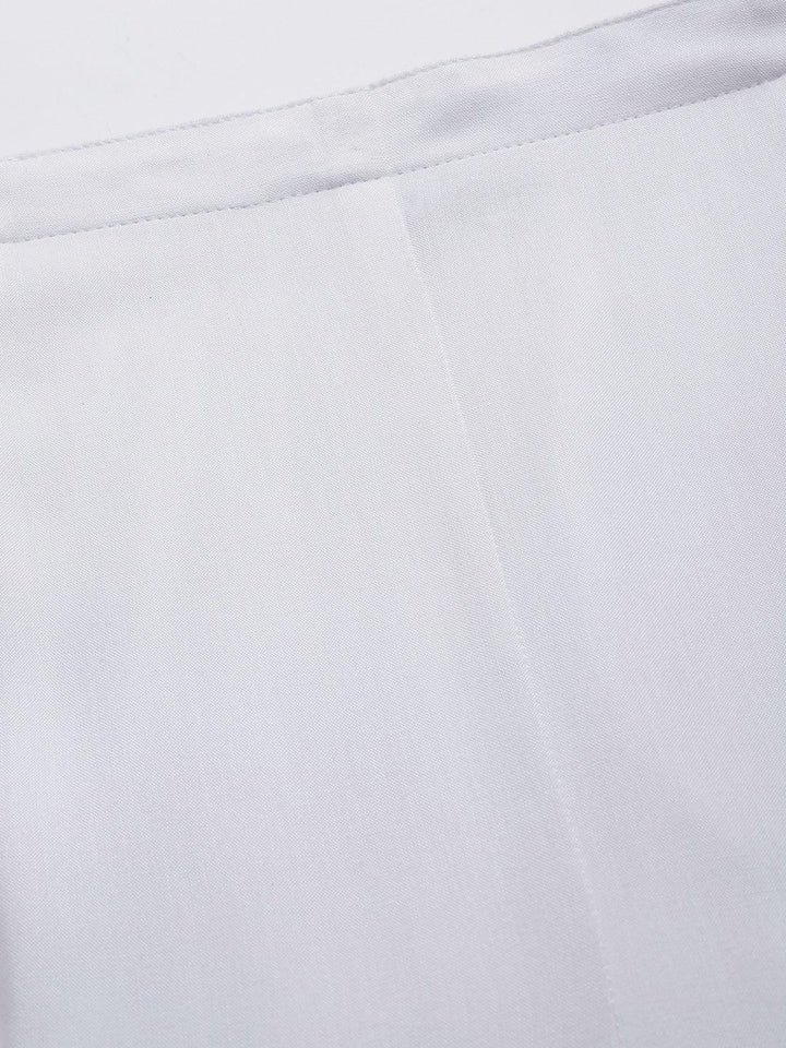 White Solid Rayon Trousers - ShopLibas