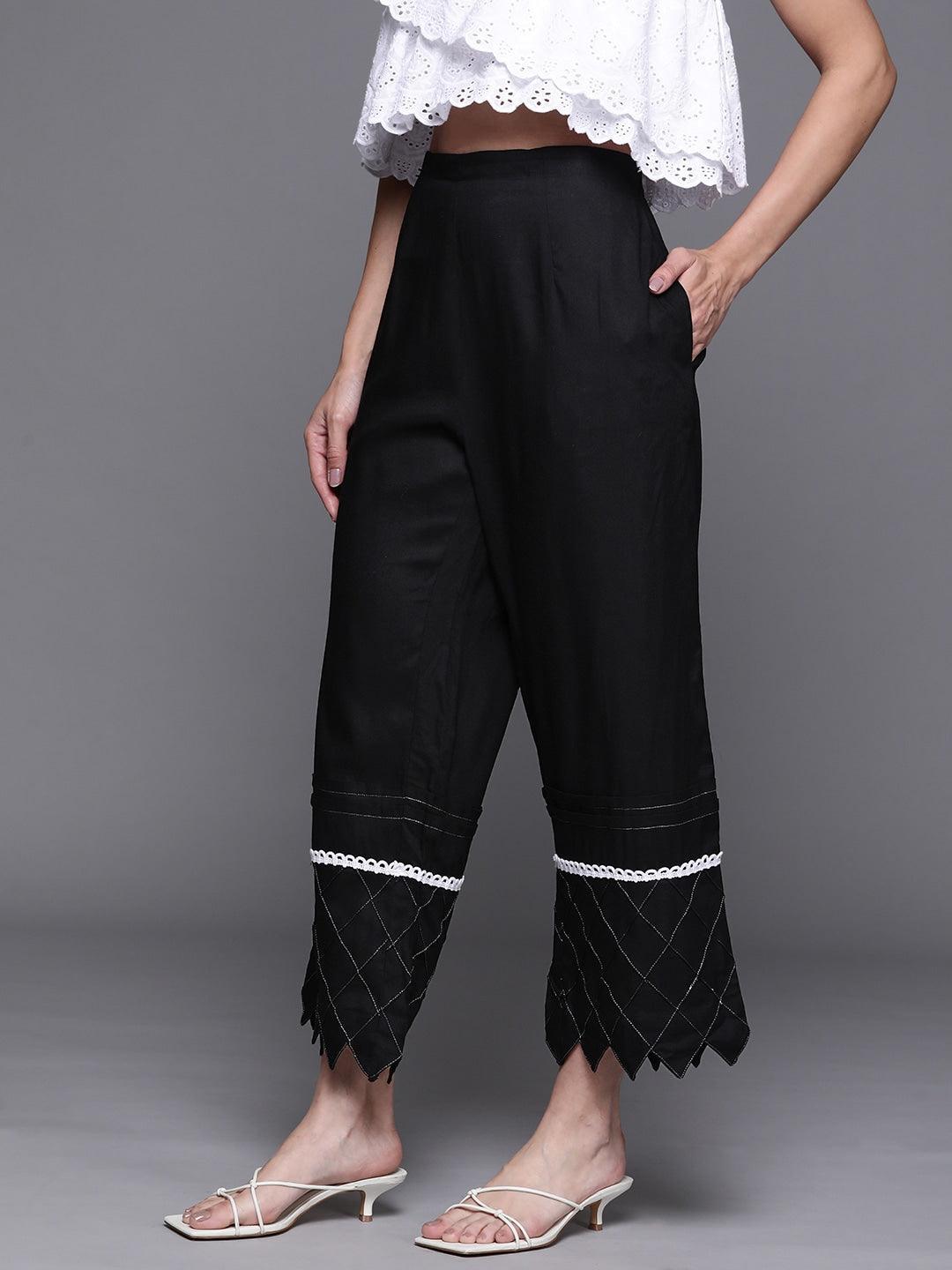 Black Hem Design Rayon Palazzos