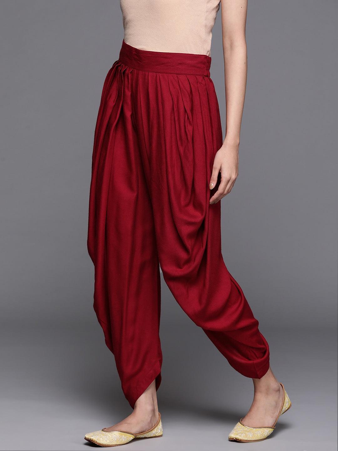 Maroon Solid Rayon Salwar Pants - ShopLibas