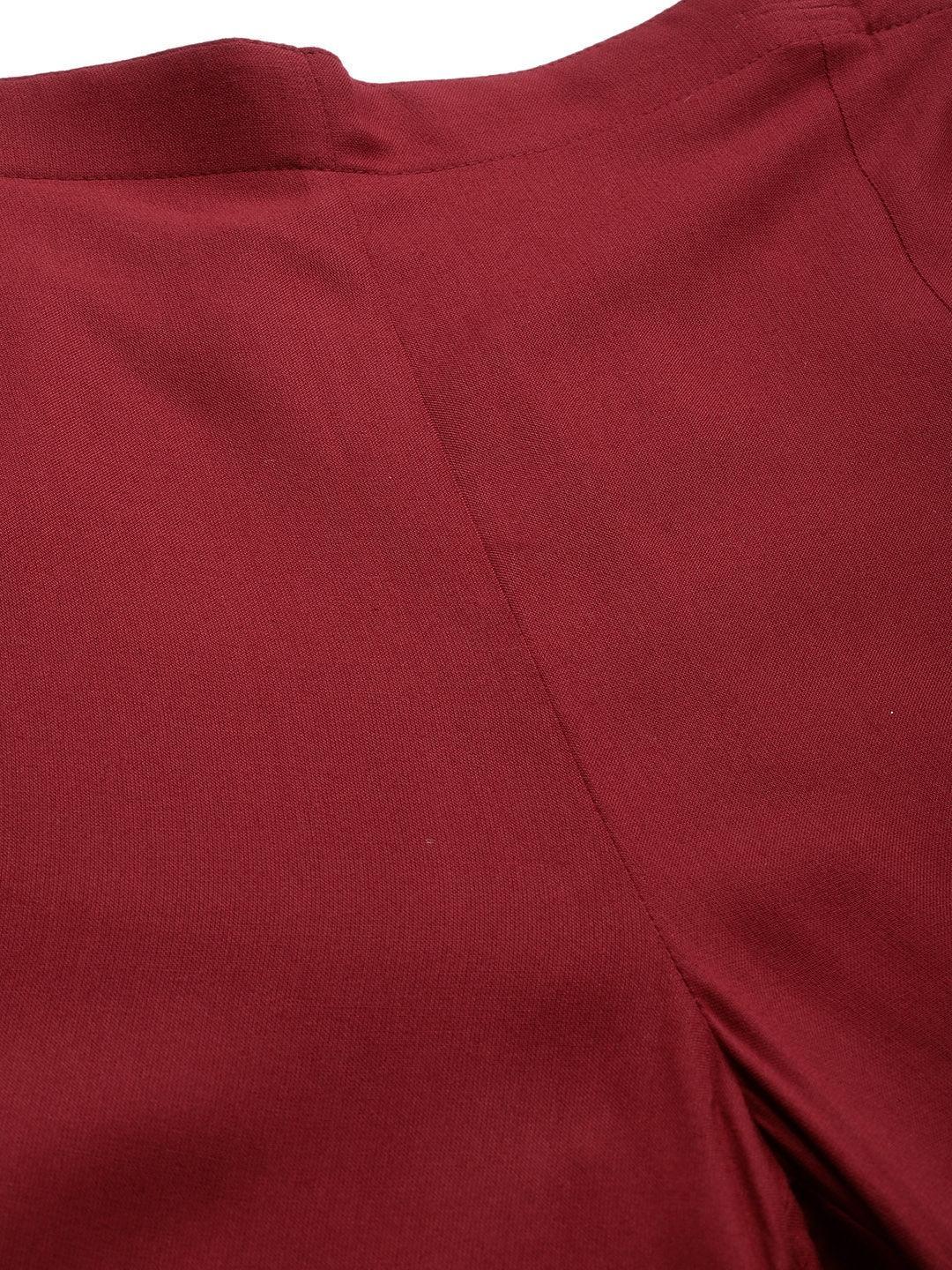 Maroon Hem Design Rayon Palazzos