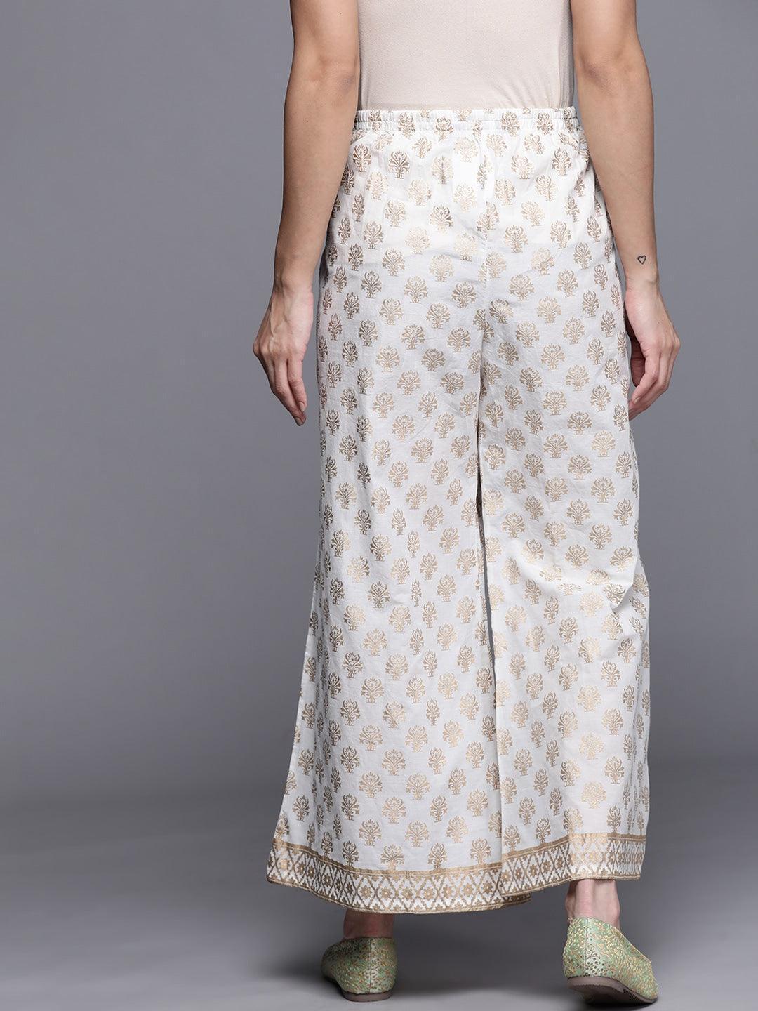 White Printed Cotton Palazzos