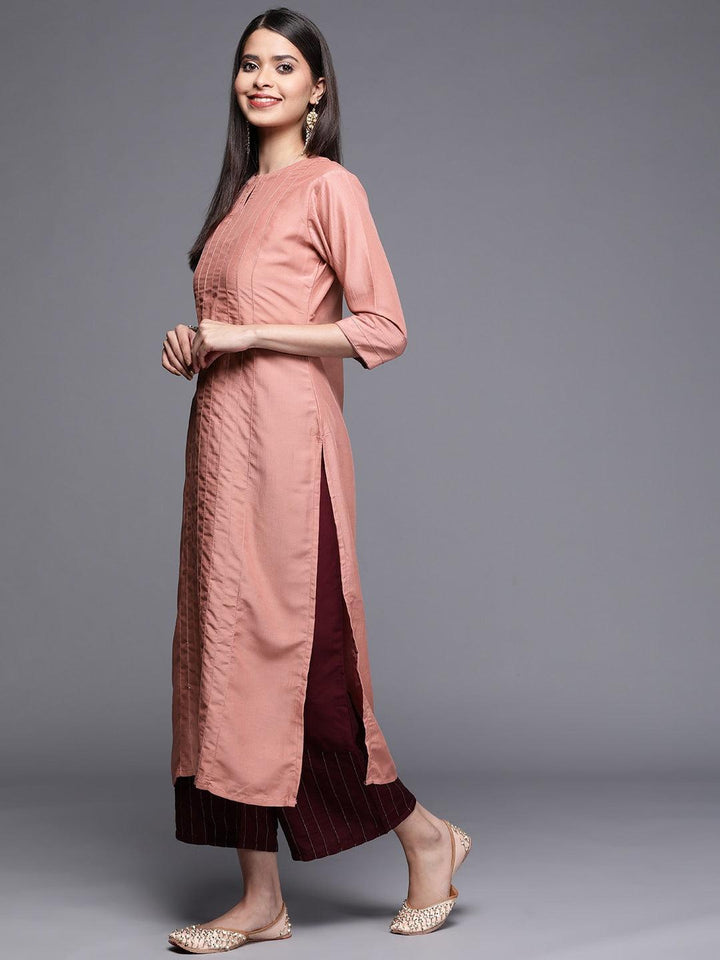 Pink Solid Chanderi Silk Kurta - ShopLibas