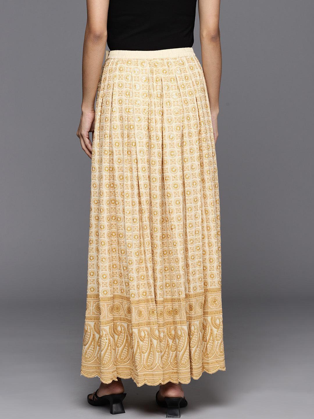 Gold Embellished Rayon Skirts - Libas