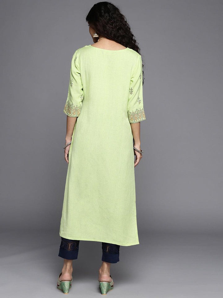 Green Printed Cotton Kurta - ShopLibas