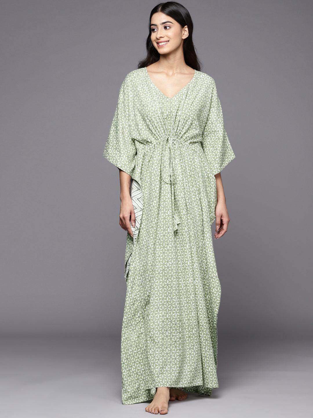 Green Printed Cotton Nightdress