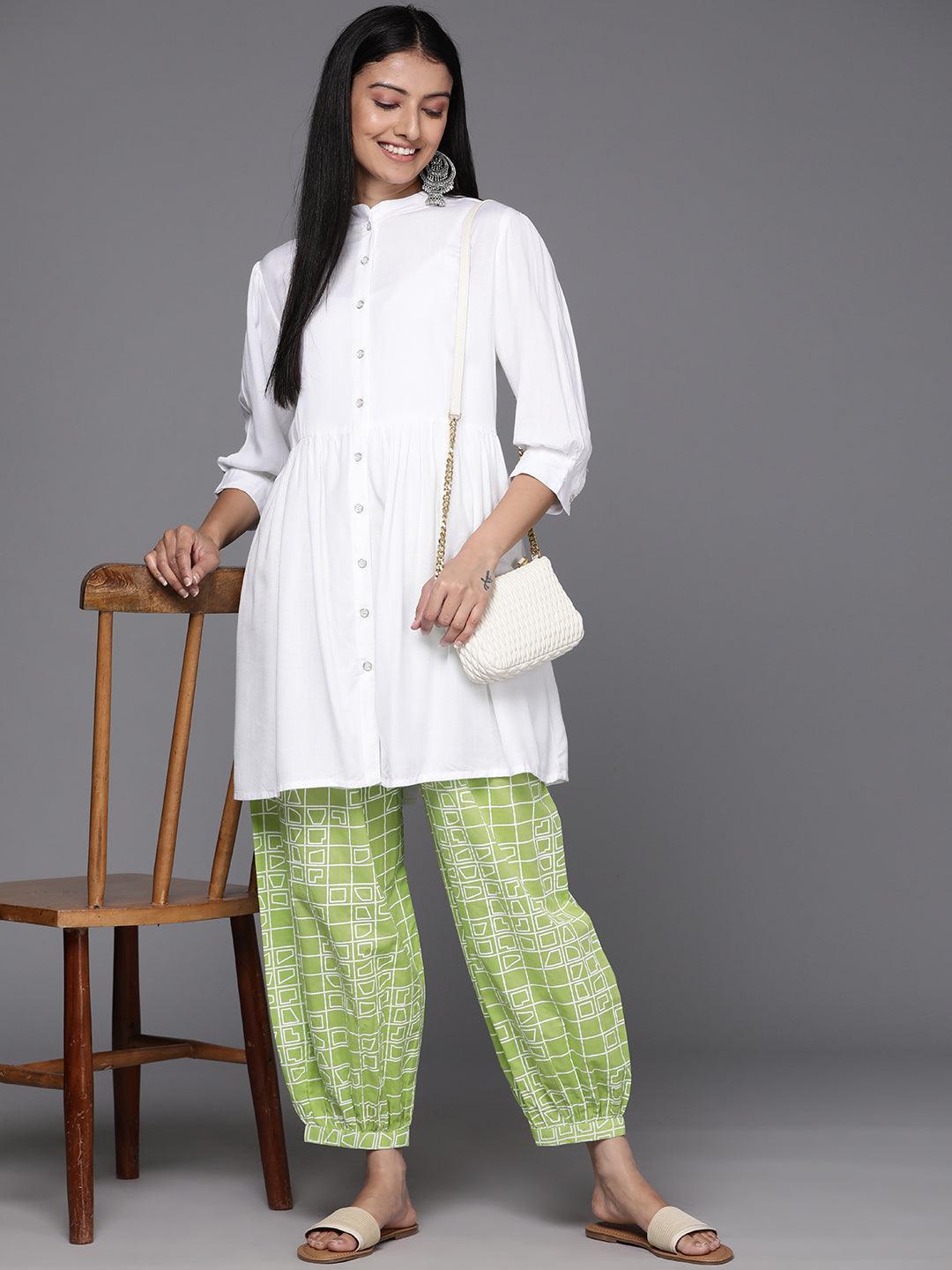 Green Printed Cotton Salwar - Libas