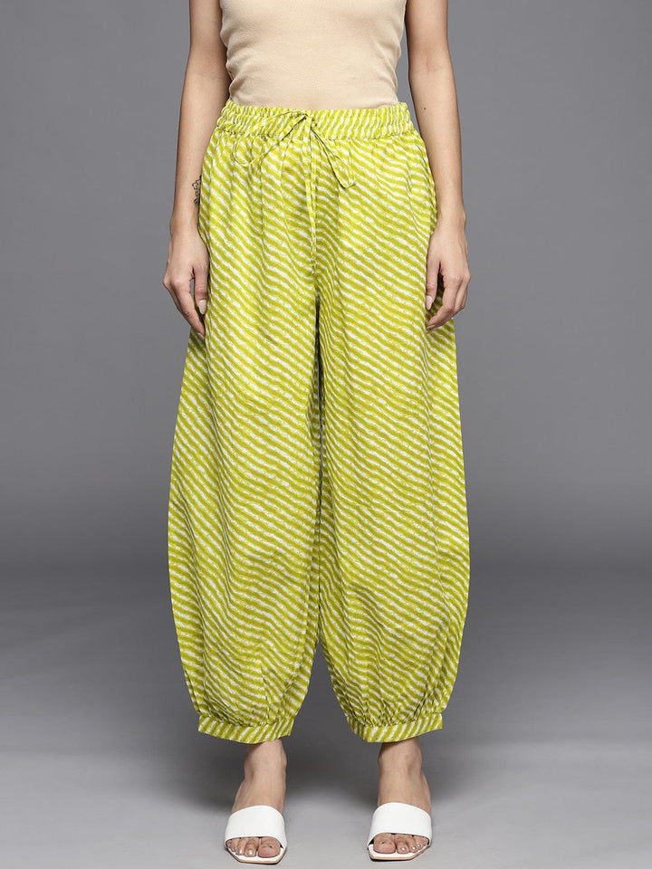 Green Printed Cotton Salwar Pants - ShopLibas