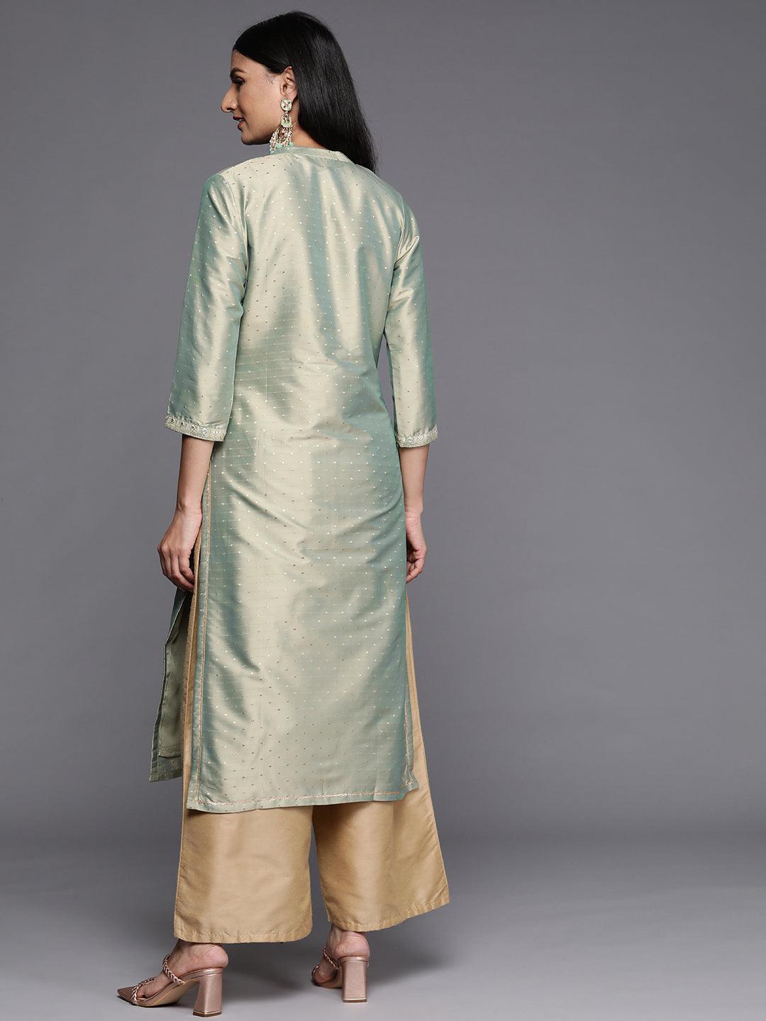 Green Yoke Design Art Silk Straight Kurta