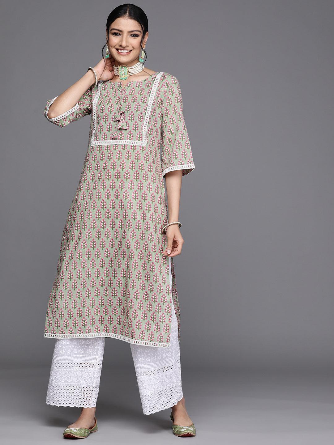 Green Yoke Design Cotton Kurta