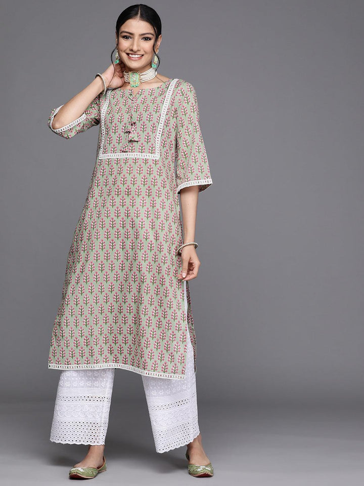 Green Yoke Design Cotton Kurta - ShopLibas