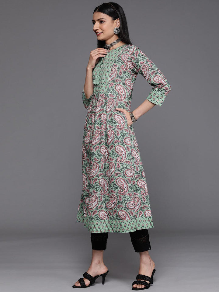 Green Yoke Design Cotton Kurta - ShopLibas