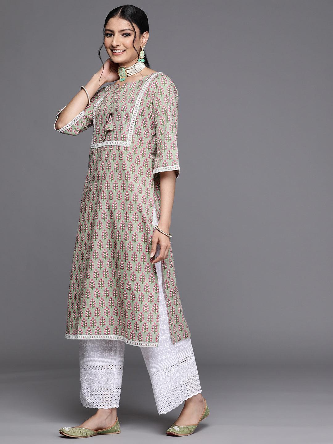 Green Yoke Design Cotton Kurta - ShopLibas