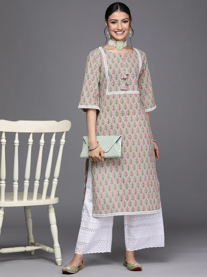 Green Yoke Design Cotton Kurta - ShopLibas