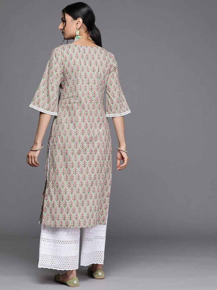 Green Yoke Design Cotton Kurta - ShopLibas