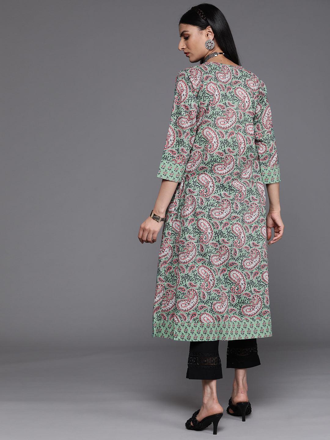 Green Yoke Design Cotton Kurta - ShopLibas