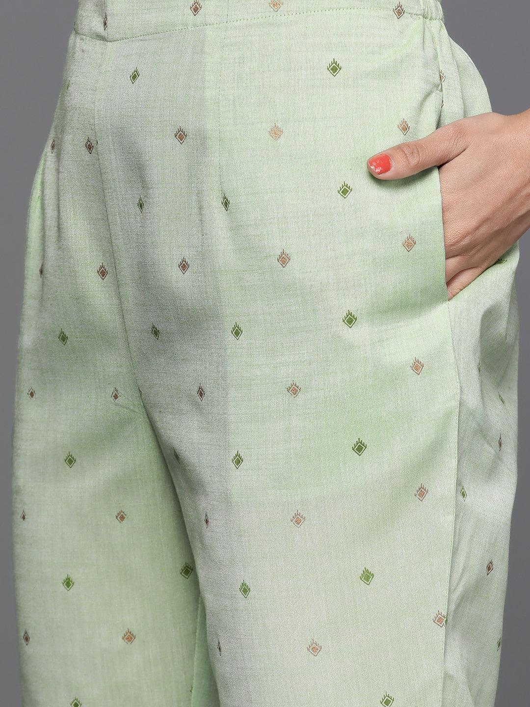 Green Yoke Design Cotton Suit Set