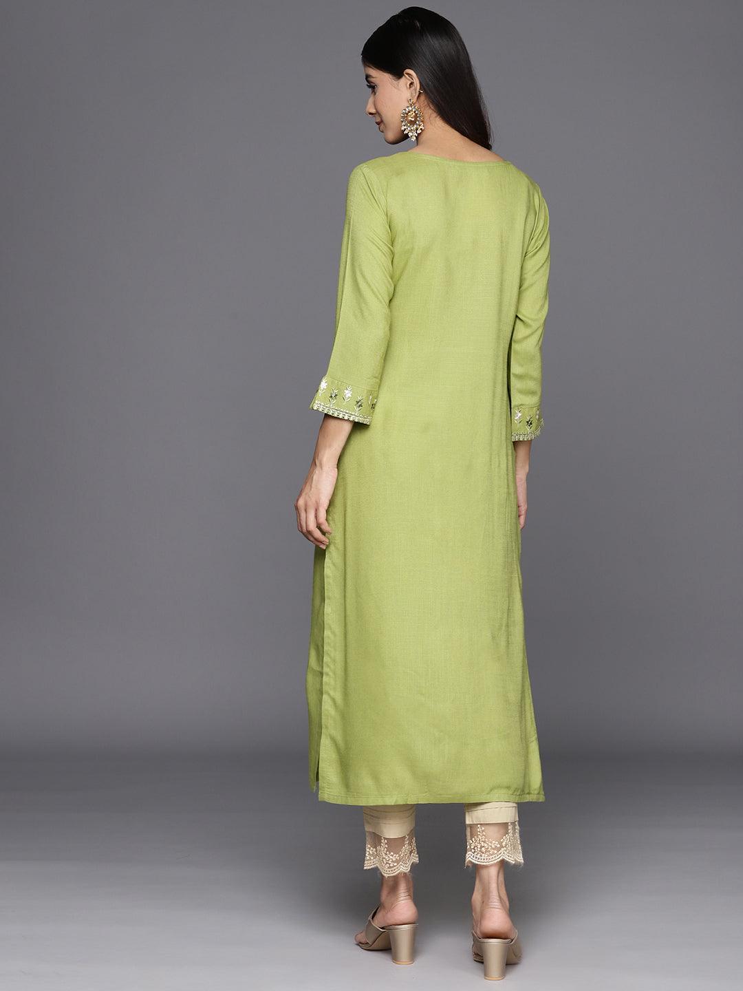 Green Yoke Design Rayon A-Line Kurta