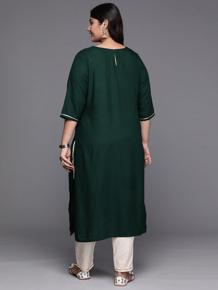 Green Yoke Design Rayon Straight Kurta - Libas