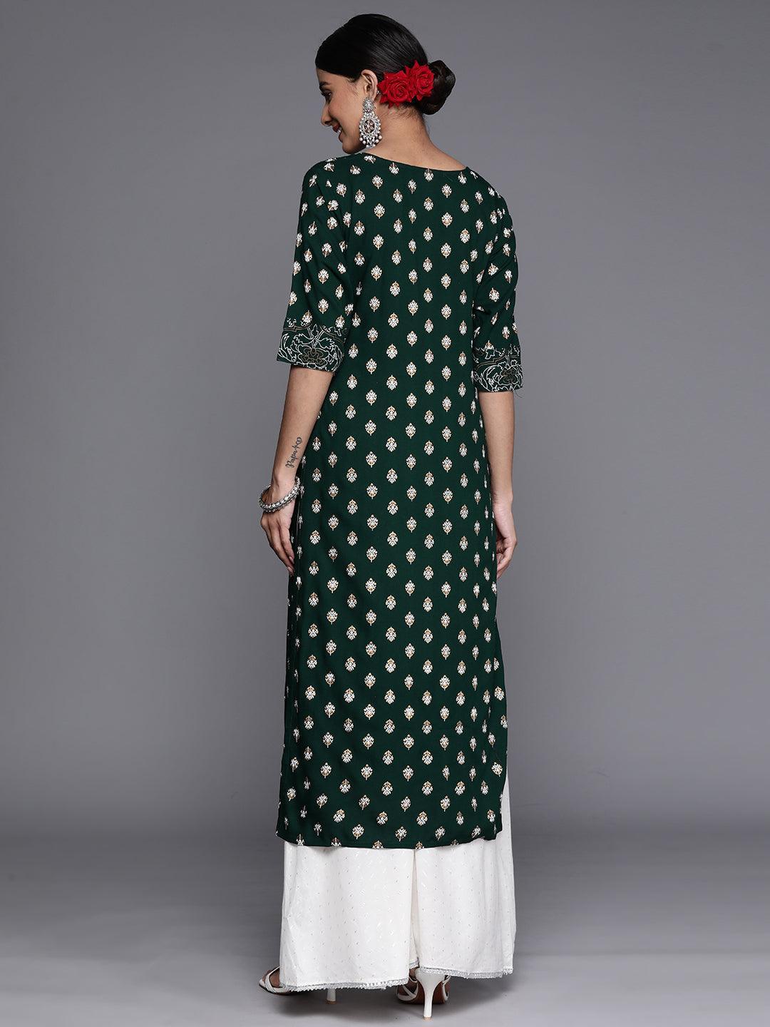 Green Yoke Design Rayon Straight Kurta - ShopLibas