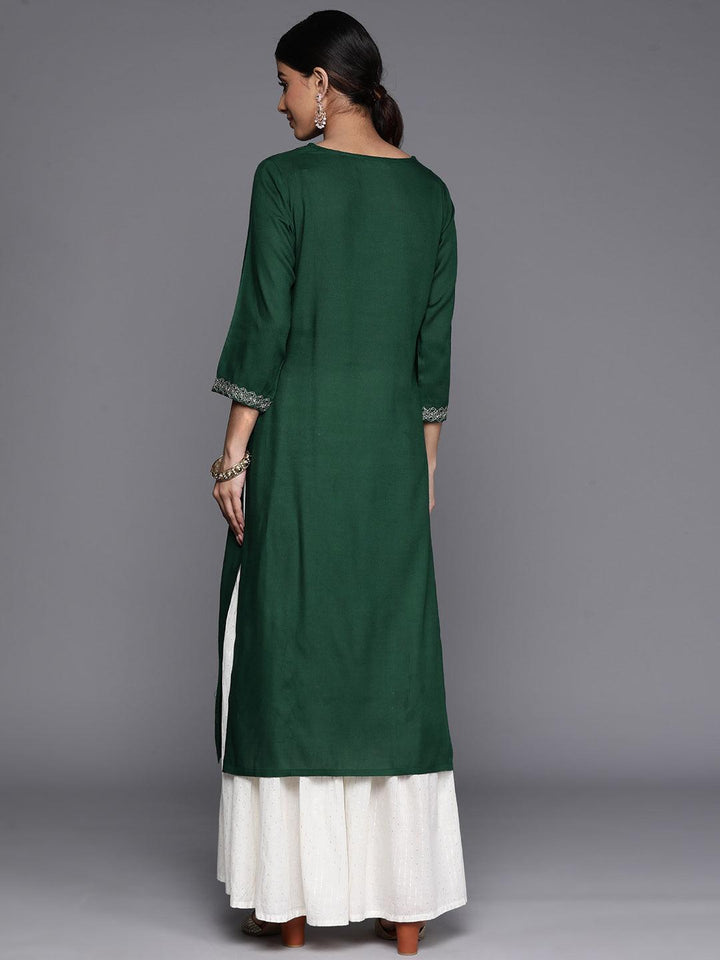 Green Yoke Design Rayon Straight Kurta - Libas