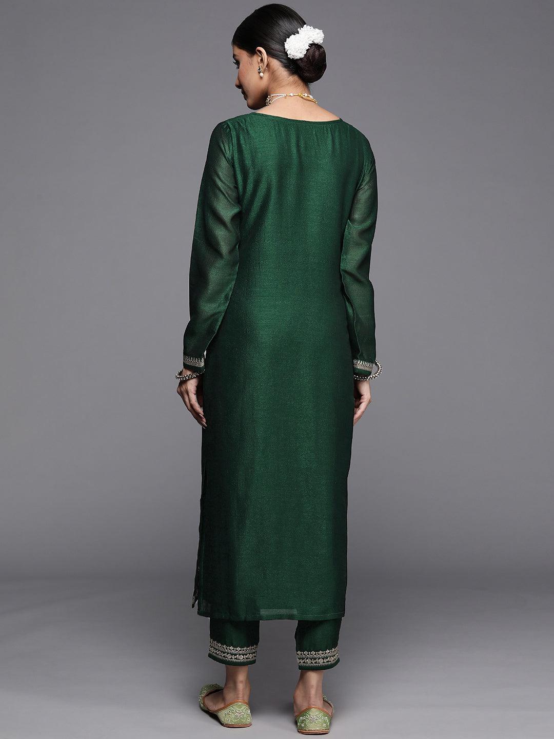 Green Yoke Design Silk Kurta