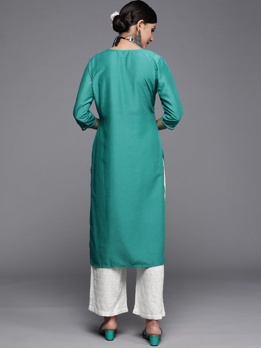 Green Yoke Design Silk Kurta