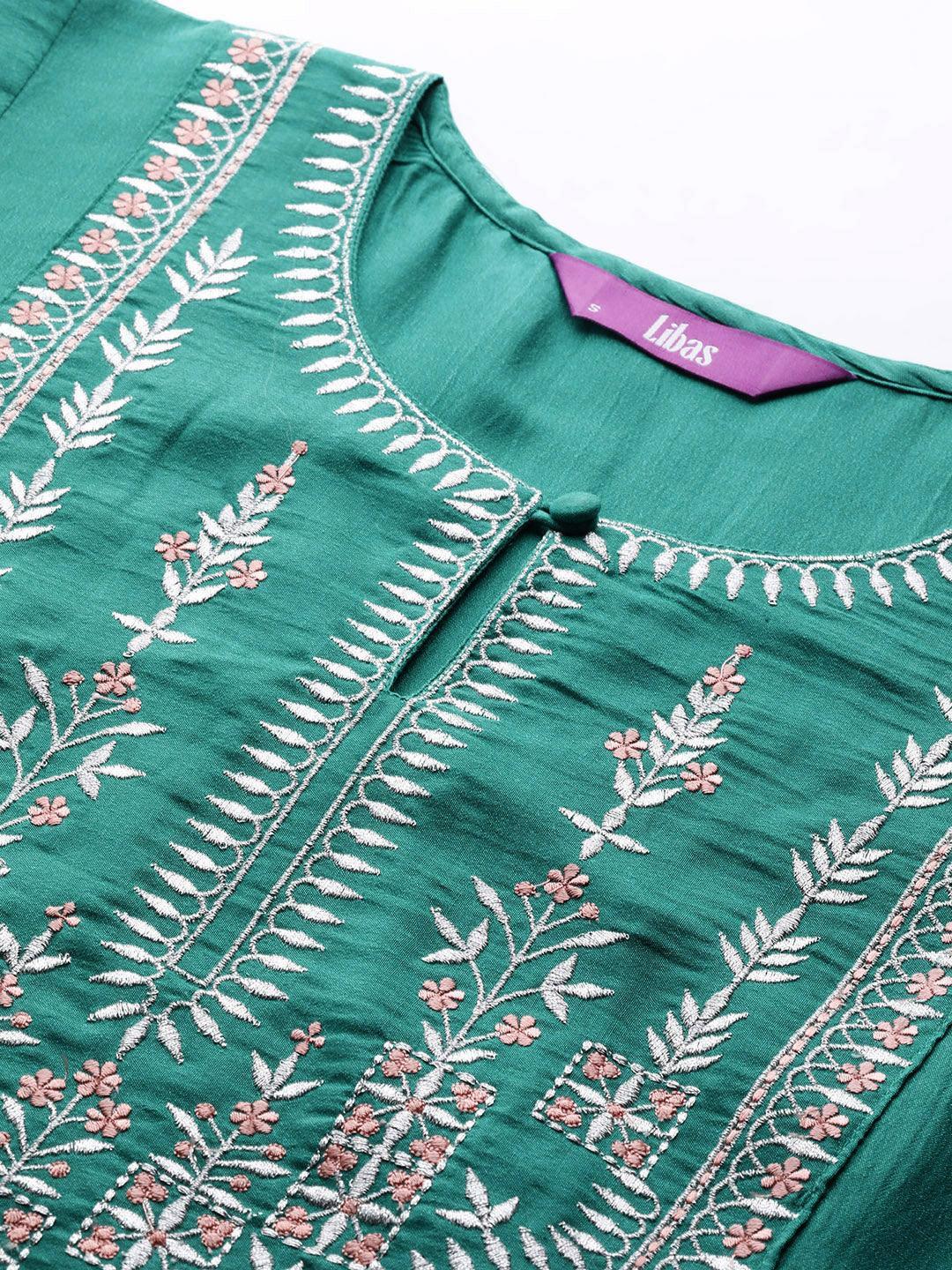 Green Yoke Design Silk Kurta