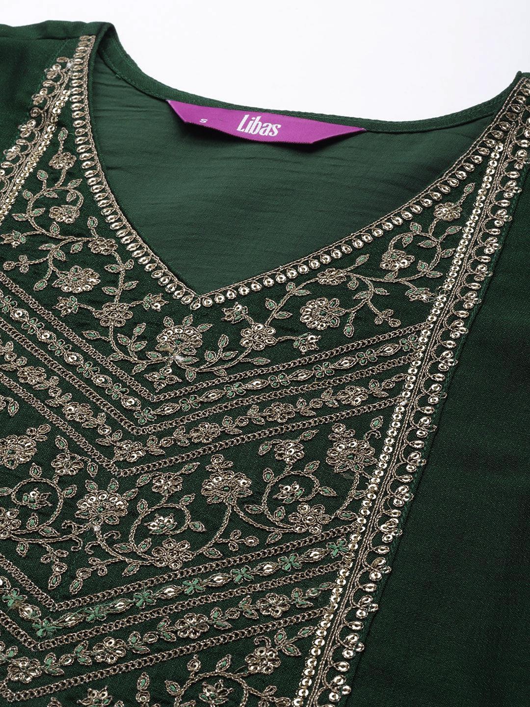 Green Yoke Design Silk Kurta - ShopLibas