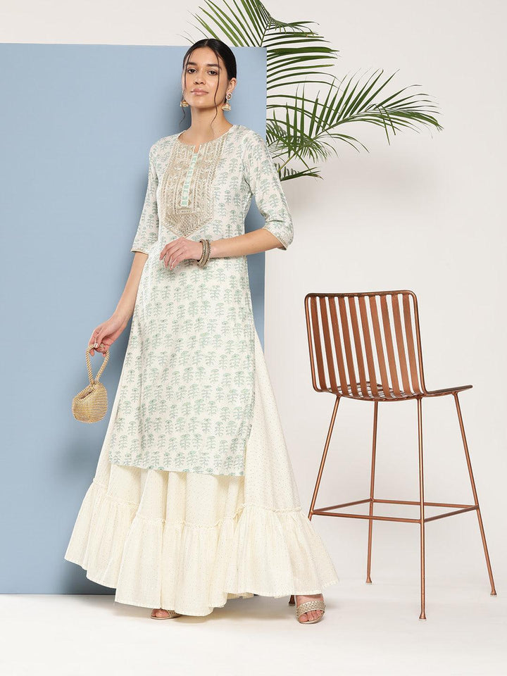 Green Yoke Design Silk Straight Kurta - ShopLibas