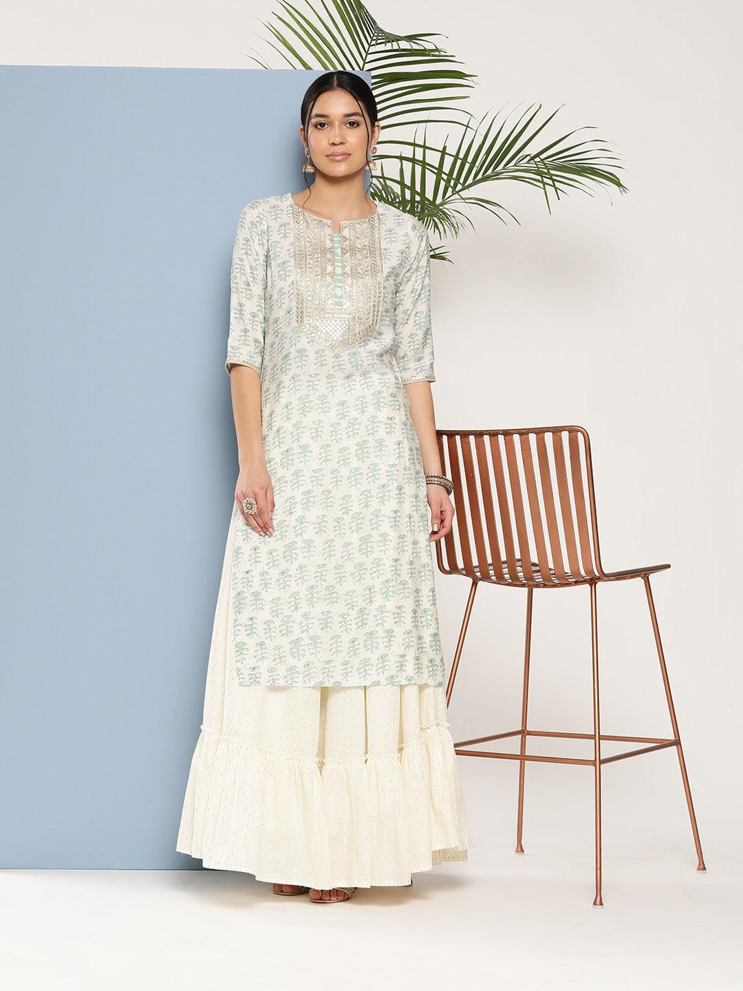 Green Yoke Design Silk Straight Kurta - ShopLibas