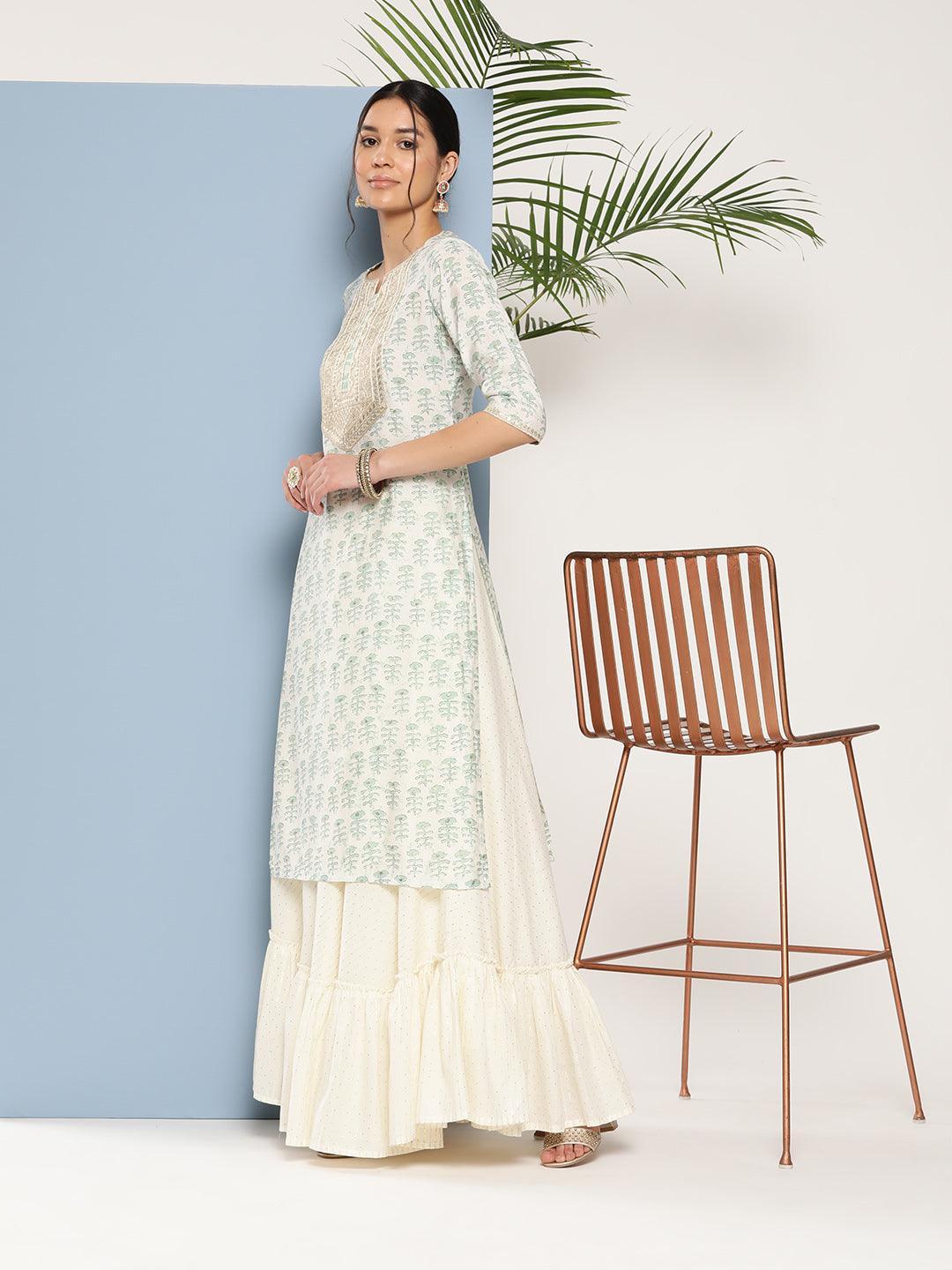 Green Yoke Design Silk Straight Kurta - ShopLibas