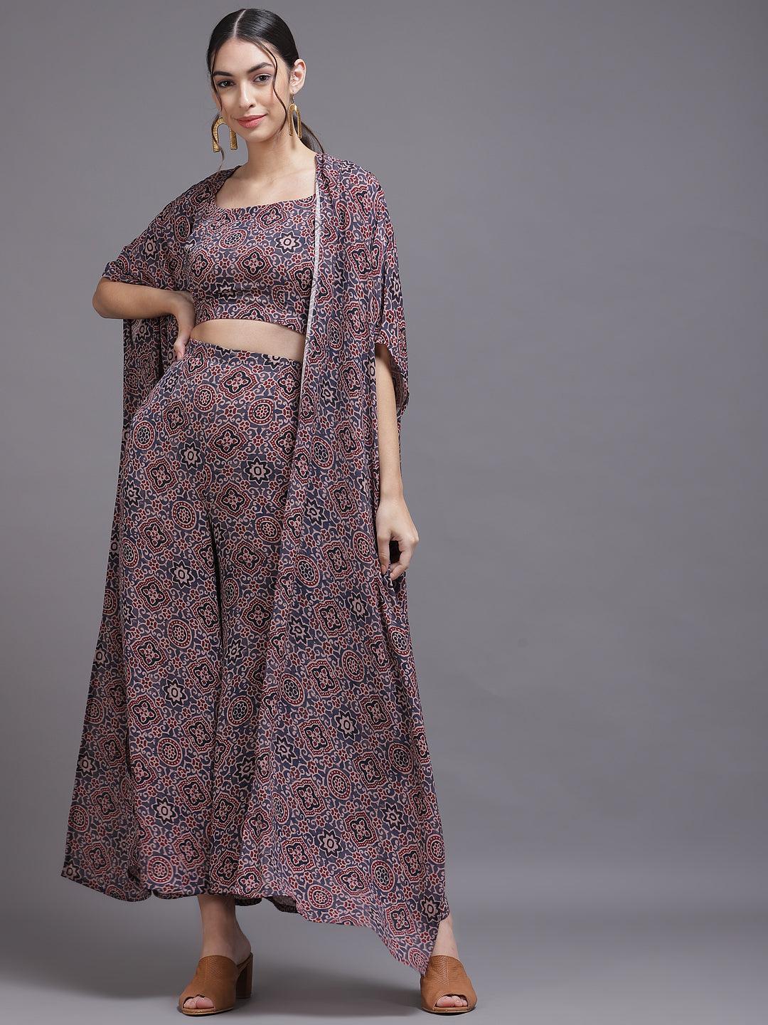 Grey Printed Georgette Co-Ords - ShopLibas