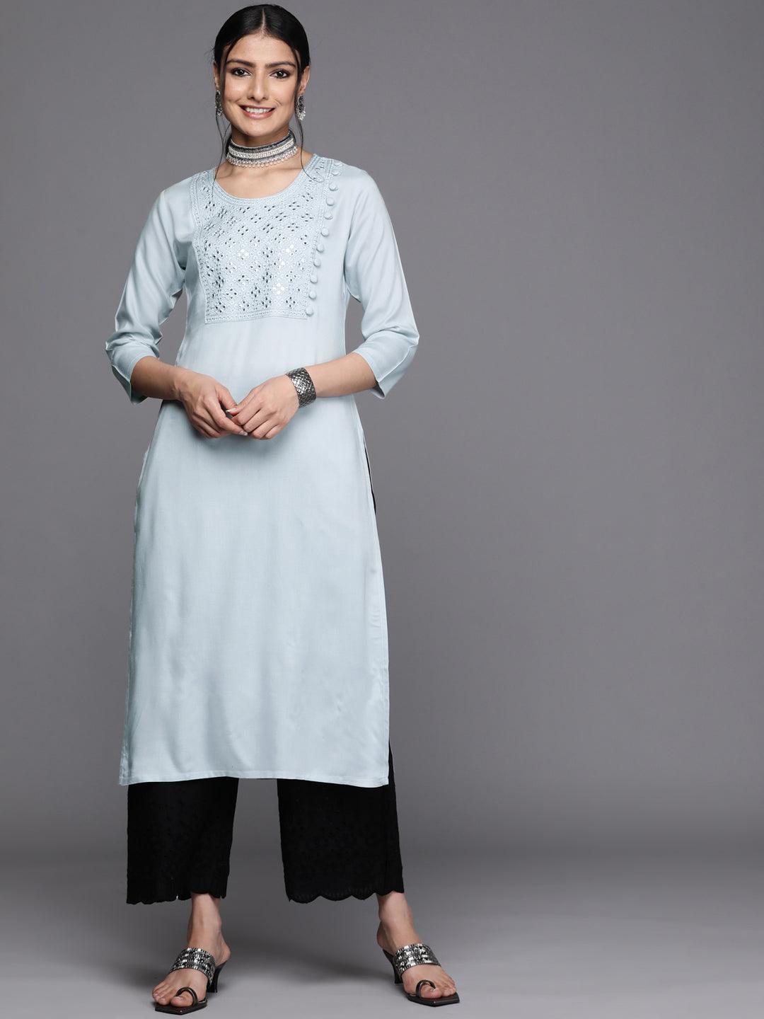 Grey Yoke Design Rayon Kurta