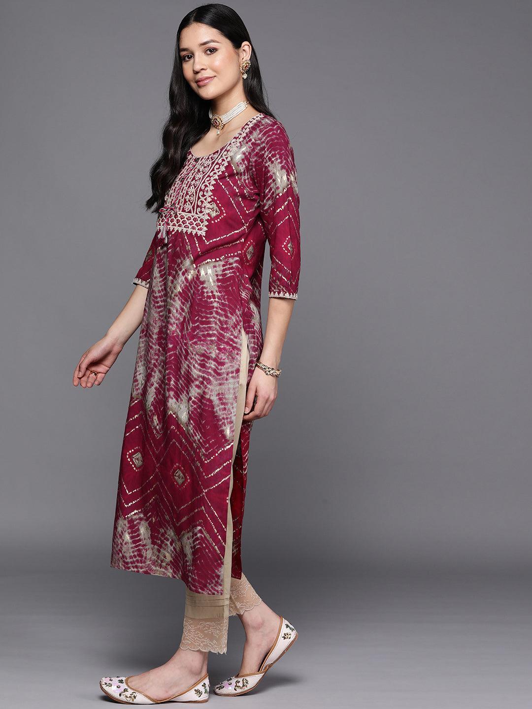 Magenta Yoke Design Rayon Straight Kurta - ShopLibas